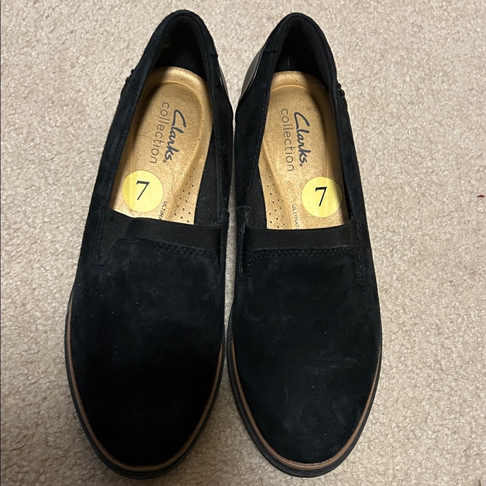 Clarks Black Suede Slip-On loafer